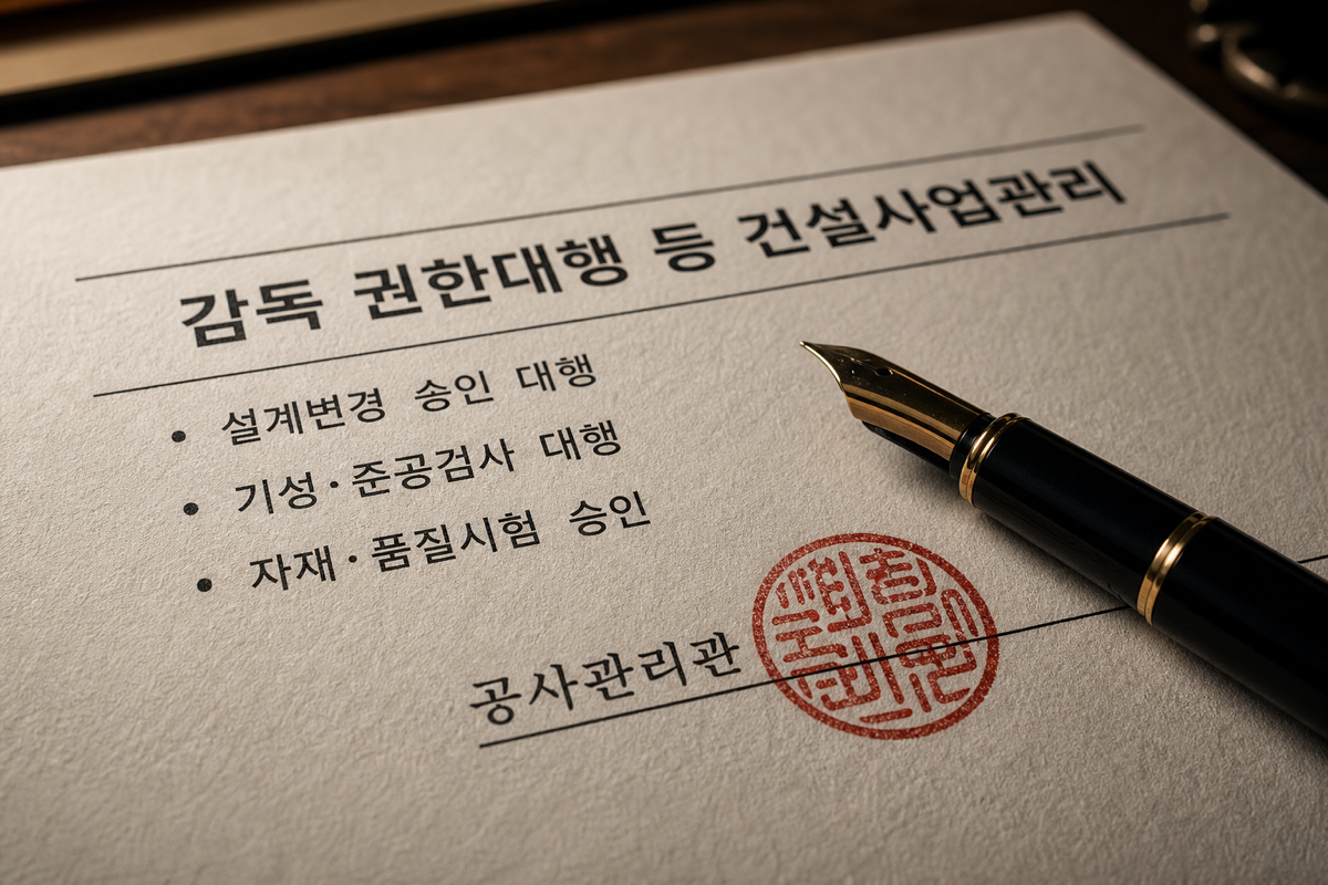 계약서에 찍힌 공사관리관 도장 — 승인권을 쥔 자리가 어디인지 문서 한 줄이 결정한다